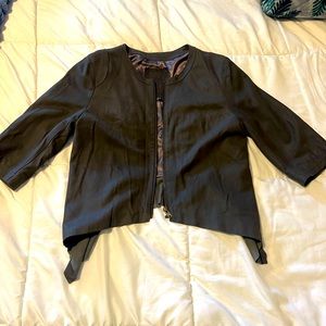 Dark Grey Lined Italian Leather Jacket - image 1